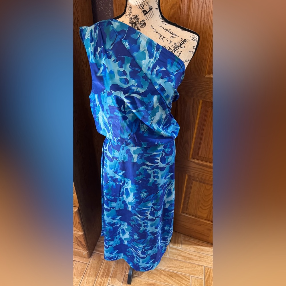 Blue One-Shoulder Dress